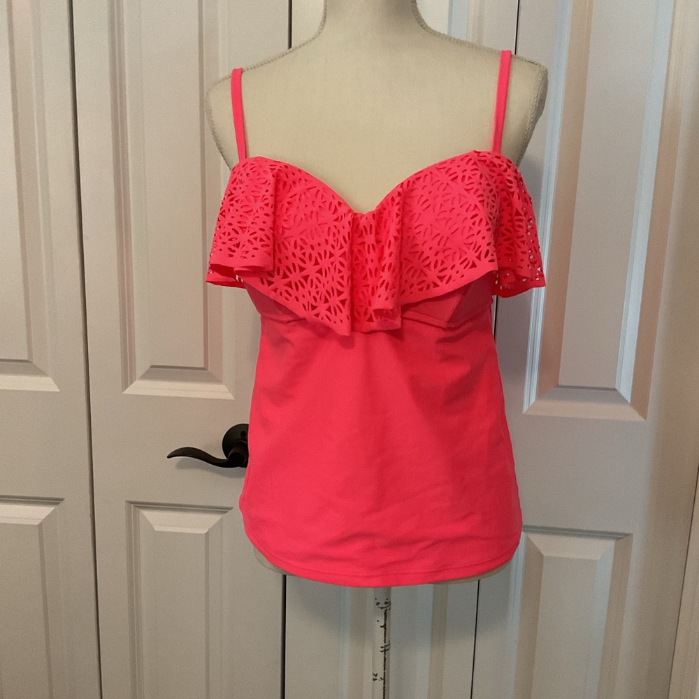 Pink Ruffle Women's Swim Top